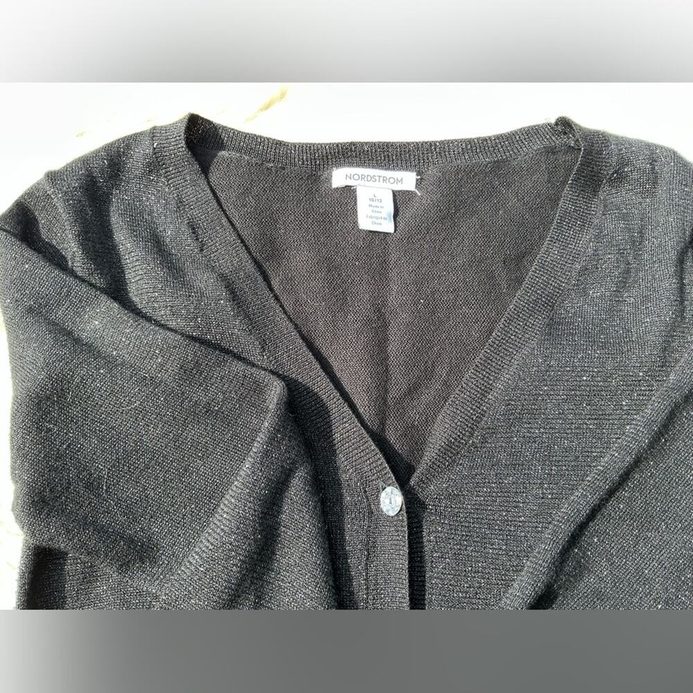 Nordstrom Girls Button Up Sparkly Black Cardigan